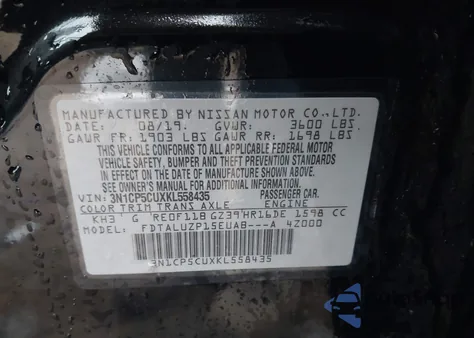 2019 Nissan Kicks Sr from USA, damaged, VIN 3N1CP5CUXKL558435